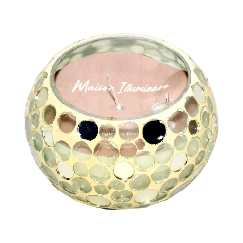 4" 10 Oz Spiced Pear Mosaic Candle - Champagne