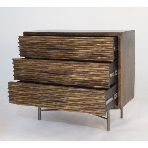 Monteray Carved Wood Chest - Brown