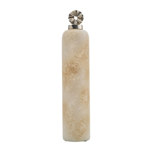 Glass Vase With Pinwheel Top 22" - Ivory / Beige