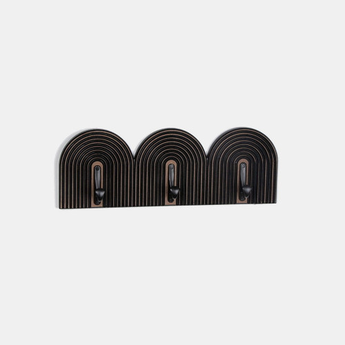 19" 3 Arch Wall Hooks - Black