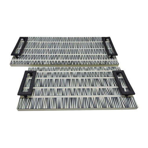 18" / 22" Gobiel Resin Trays (Set of 2) - Black / White
