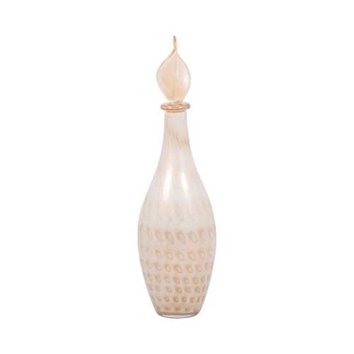 23" Meira Leaf Topper Glass Bottle - Ivory / Beige