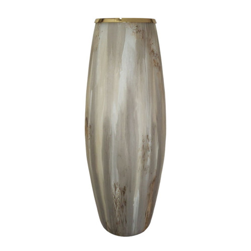 24" Curved Glass Vase Opal Finish - Ivory Multi