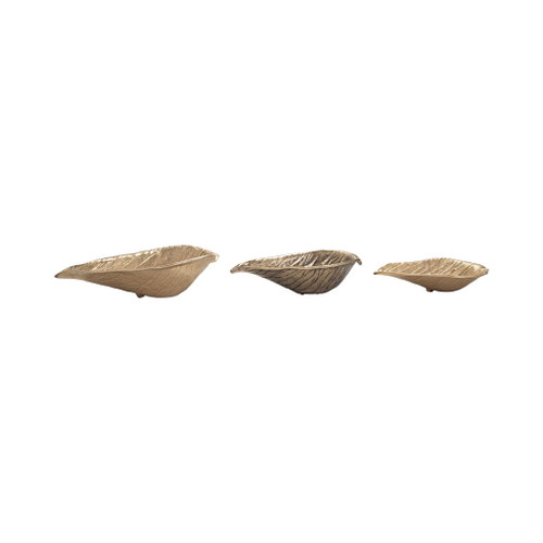 12 / 15 / 18" Padua Leaf Bowls (Set of 3) - Gold