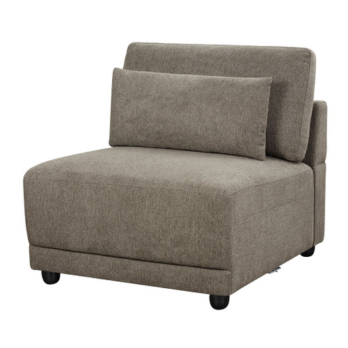 Rylie - Modular Armless Chair With Pillow - Brown Linen