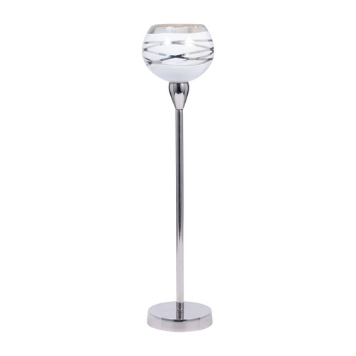 Glass Votive Holder With Stand 19" - White / Silver