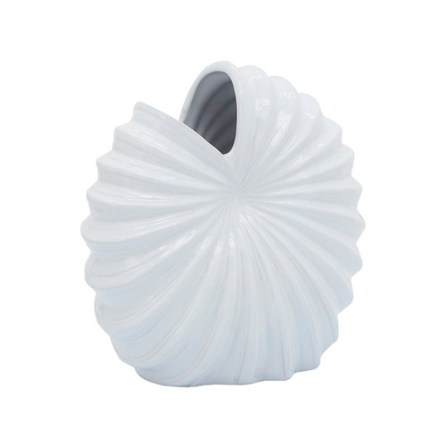 Ceramic 10" Shell Vase - White