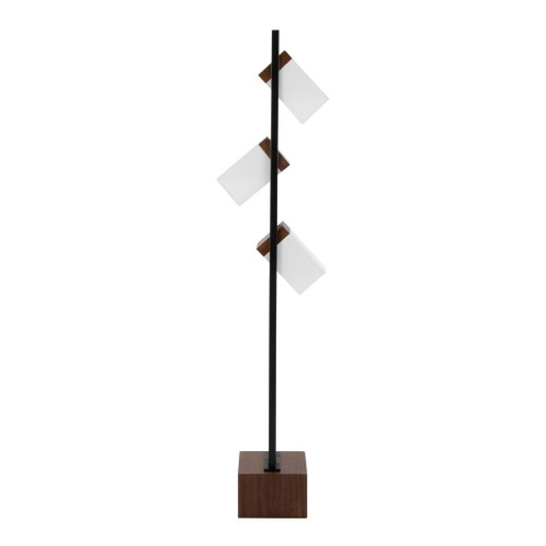Bento - 67.5" Metal Floor Lamp - Black Metal And Walnut Wood With White Shade