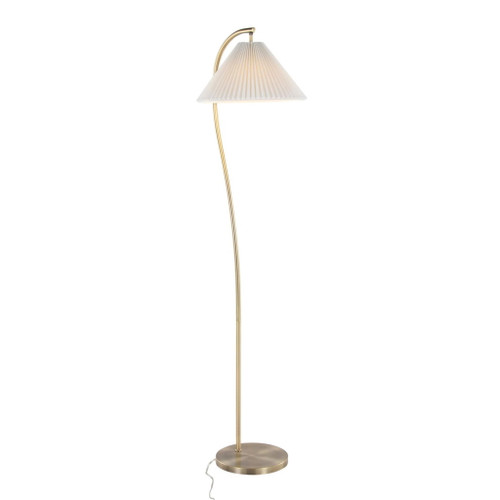 Cassis - 65" Art Deco Floor Lamp - Gold Metal And White Pleated Shade
