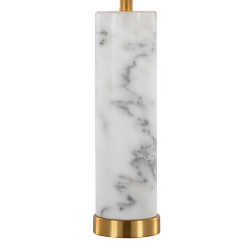 Marabella - 26" Marble Table Lamp - White Marble And Brass Metal With White Linen Shade (Set of 2)