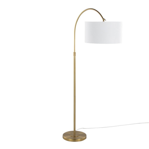 Salon - Reader 63" Metal Floor Lamp - Gold Metal With White Linen Shade from Grandview Gallery