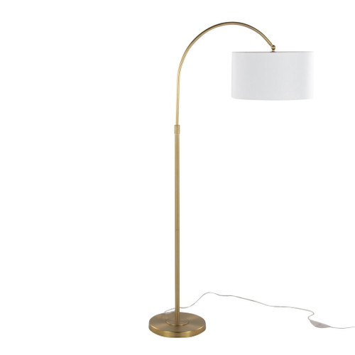 Salon - Reader 63" Metal Floor Lamp - Gold Metal With White Linen Shade from Grandview Gallery