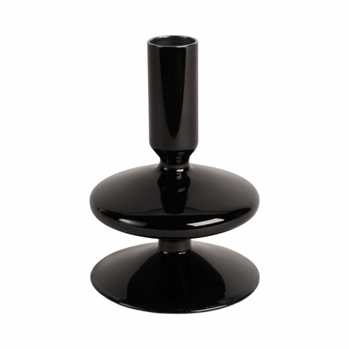 Vintage Glass Taper Candle Holder 5" - Black