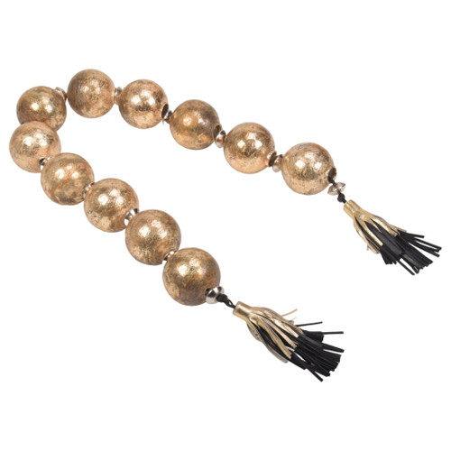 Lacey Gold Glass Garland With Lether Tassel 56'' - Gold