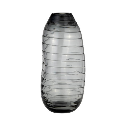 Glass Pinched Vase 12" - Smoke