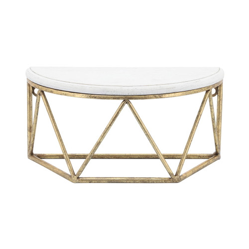 Wood Metal Demilune Wall Shelf 12" - White