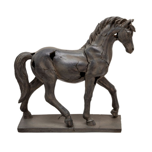 Cracked Horse Sculpture - Brown