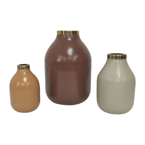 Jefford Metal Bottle Vases (Set of 3) - Tan
