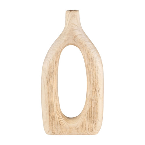 Wood Cut-out Vase 14" - Natural