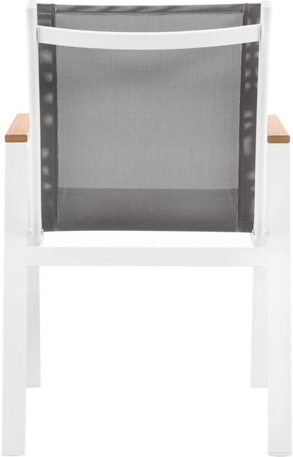 Nizuc - Outdoor Patio Dining Arm Chair With White Frame And Natural Arms (Set of 2)