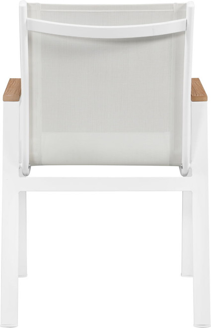 Nizuc - Outdoor Patio Dining Arm Chair With White Frame And Natural Arms (Set of 2)