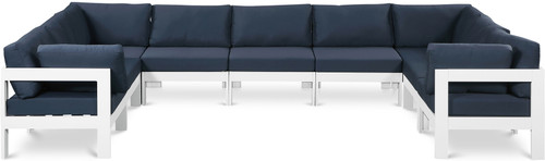 Nizuc - Outdoor Patio 9 Piece Modular Sectional With White Frame