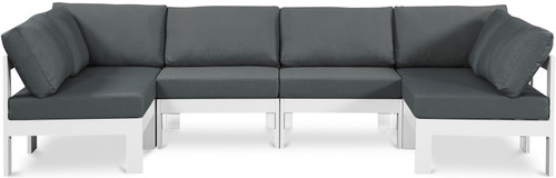 Nizuc - Outdoor Patio 6 Piece Modular Sectional With White Frame