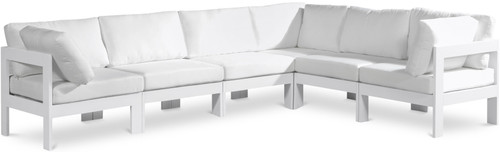 Nizuc - Outdoor Patio 6 Piece Modular Sectional With White Frame