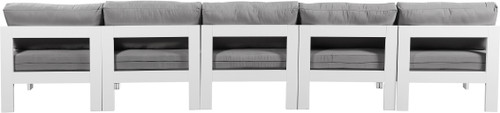 Nizuc - Outdoor Patio 5 Seat Modular Armless Sofa With White Frame