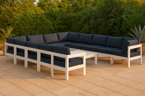 Nizuc - Outdoor Patio 12 Piece Modular Sectional With White Frame