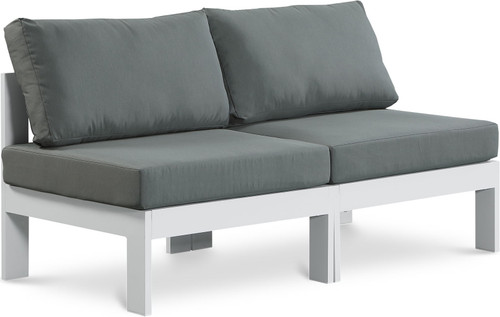 Nizuc - Outdoor Patio 2 Seat Armless Modular Sofa With White Frame