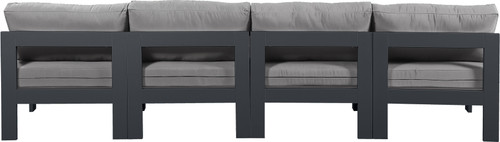 Nizuc - Outdoor Patio 4 Seat Armless Modular Sofa With Gray Frame