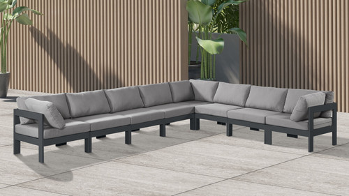Nizuc - Outdoor Patio 8 Piece Modular Sectional With Gray Frame