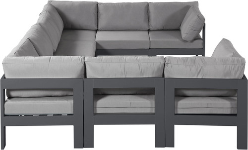 Nizuc - Outdoor Patio 8 Piece Modular Sectional With Gray Frame