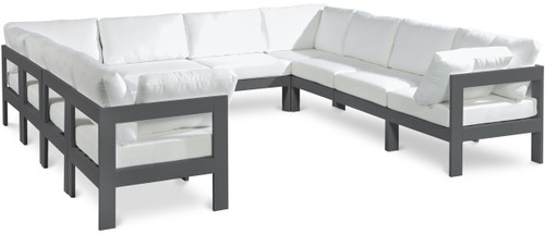 Nizuc - Outdoor Patio 10 Piece Modular Sectional With Gray Frame