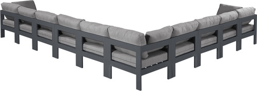Nizuc - Outdoor Patio 10 Piece Modular Sectional With Gray Frame