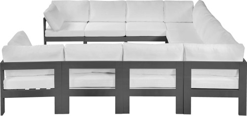 Nizuc - Outdoor Patio 10 Piece Modular Sectional With Gray Frame