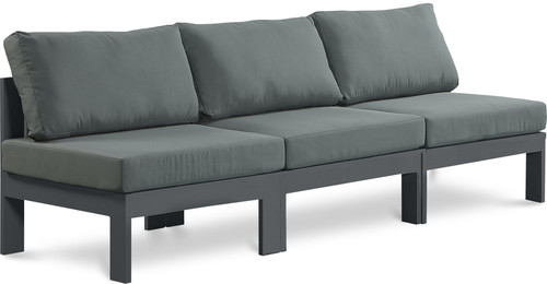 Nizuc - Outdoor Patio 3 Seat Armless Modular Sofa With Gray Frame
