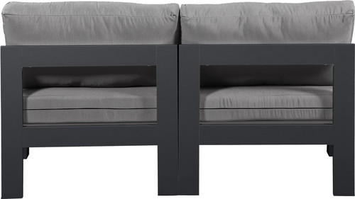 Nizuc - Outdoor Patio 2 Seat Armless Modular Sofa With Gray Frame