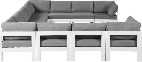 Nizuc - Outdoor Patio 11 Piece Modular Sectional With White Frame