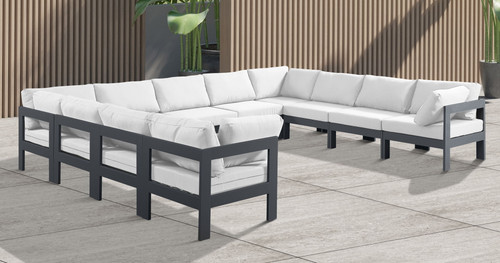 Nizuc - Outdoor Patio 11 Piece Modular Sectional With Gray Frame