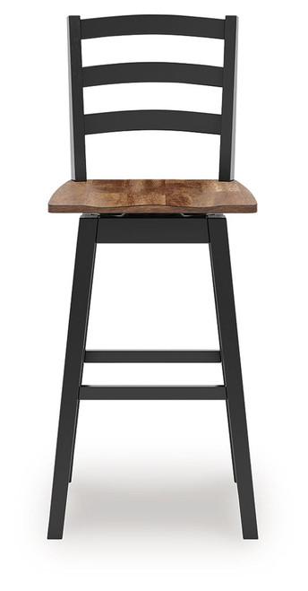 Wildenauer - Tall Swivel Barstool (Set of 2) - Brown / Black