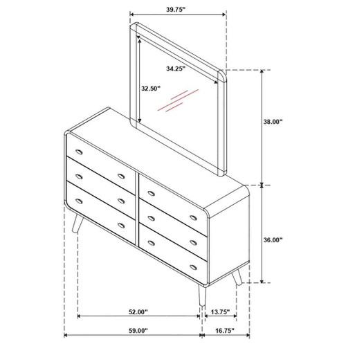 Robyn - 6-Drawer Bedroom Dresser And Mirror