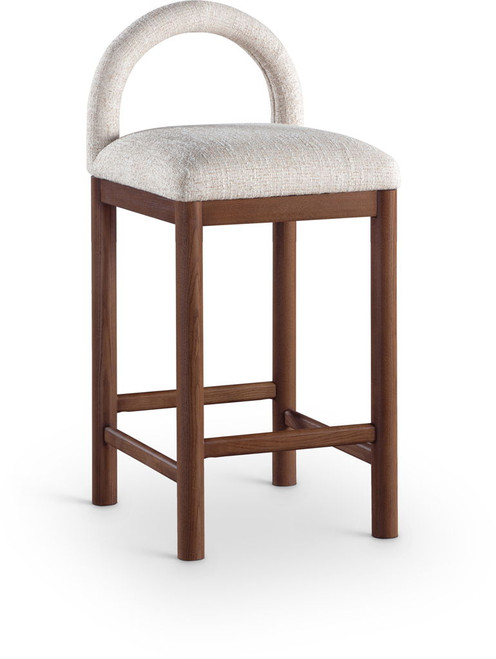 Conrad - Linen Counter Stool With Brown Legs