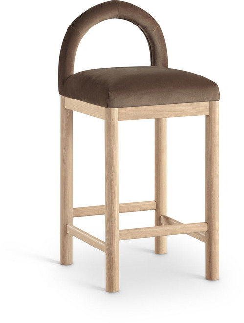 Conrad - Velvet Counter Stool With Natural Legs