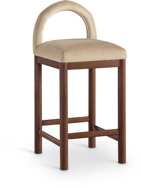 Conrad - Velvet Counter Stool With Brown Legs Conrad - Velvet Counter Stool With Brown Legs