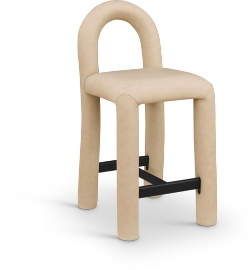 Amari - Vegan Leather and Boucle Fabric Stool Amari - Vegan Leather and Boucle Fabric Stool