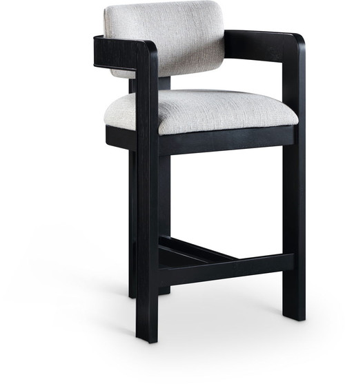 Sacha - Linen Stool With Black Base