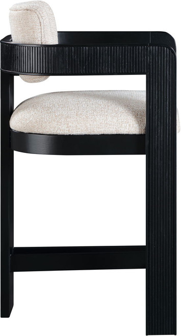 Sacha - Linen Stool With Black Base