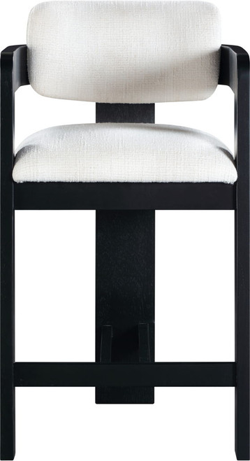 Sacha - Linen Stool With Black Base